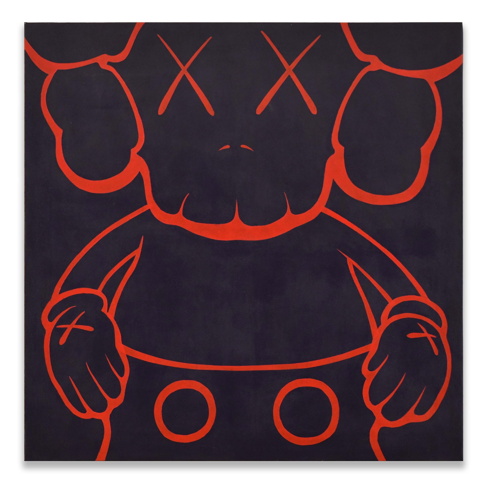 KAWS, SIGNED VERSO, ACRYLIC ON CANVAS: KAWS, SIGNED VERSO, ACRYLIC ON CANVAS Dimensions: Image size: 70 x 70 cm. All measured values are appro x imate. Provenance and Authenticity: This contemporary acrylic painting is presented in the dis
