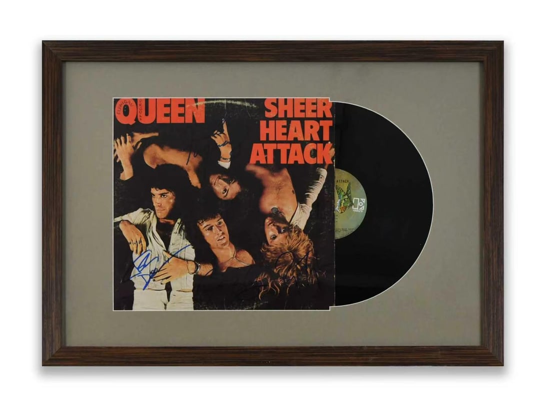 QUEEN - FULLY SIGNED SHEER HEART ATTACK (EMI RECORDS) LP DISPLAY (1 of 1)