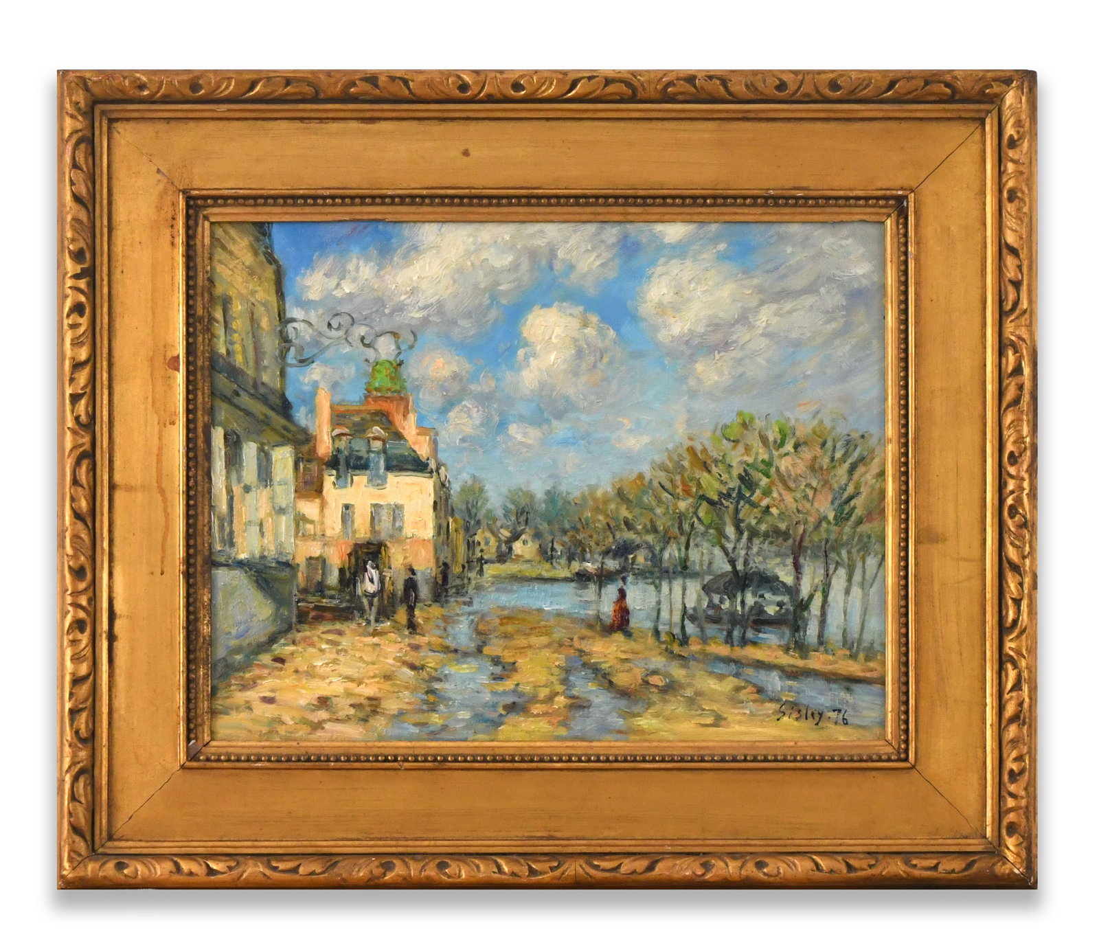 ALFRED SISLEY (1839-1899), ATTRIBUTED TO, OIL ON CANVAS: ALFRED SISLEY (1839-1899), ATTRIBUTED TO, OIL ON CANVAS Dimensions: Image size: 41 x 32 cm. All measured values are appro x imate.Outer frame size: 48.8 x 57.8 cm. All measured values are appro x imat