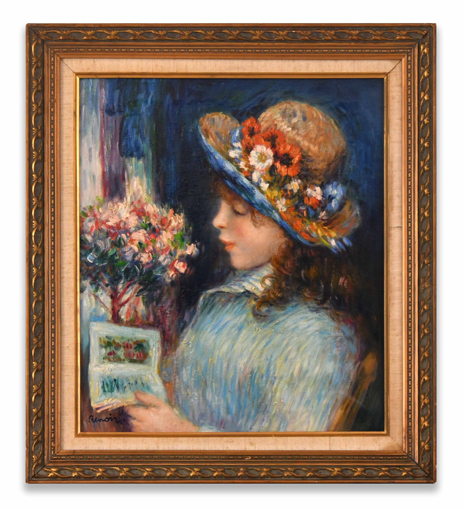 PIERRE-AUGUSTE RENOIR (1841-1919), ATTRIBUTED TO, OIL ON CANVAS: PIERRE-AUGUSTE RENOIR (1841-1919), ATTRIBUTED TO, OIL ON CANVAS Dimensions: Image size: 53.2 x 45.6 cm. All measured values are appro x imate.Outer frame size: 66.8 x 59.4 cm. All measured values are 