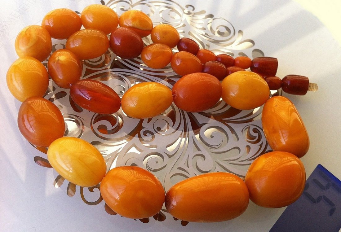 Antique BUTTERSCOTCH AMBER NECKLACE54g (1 of 4)