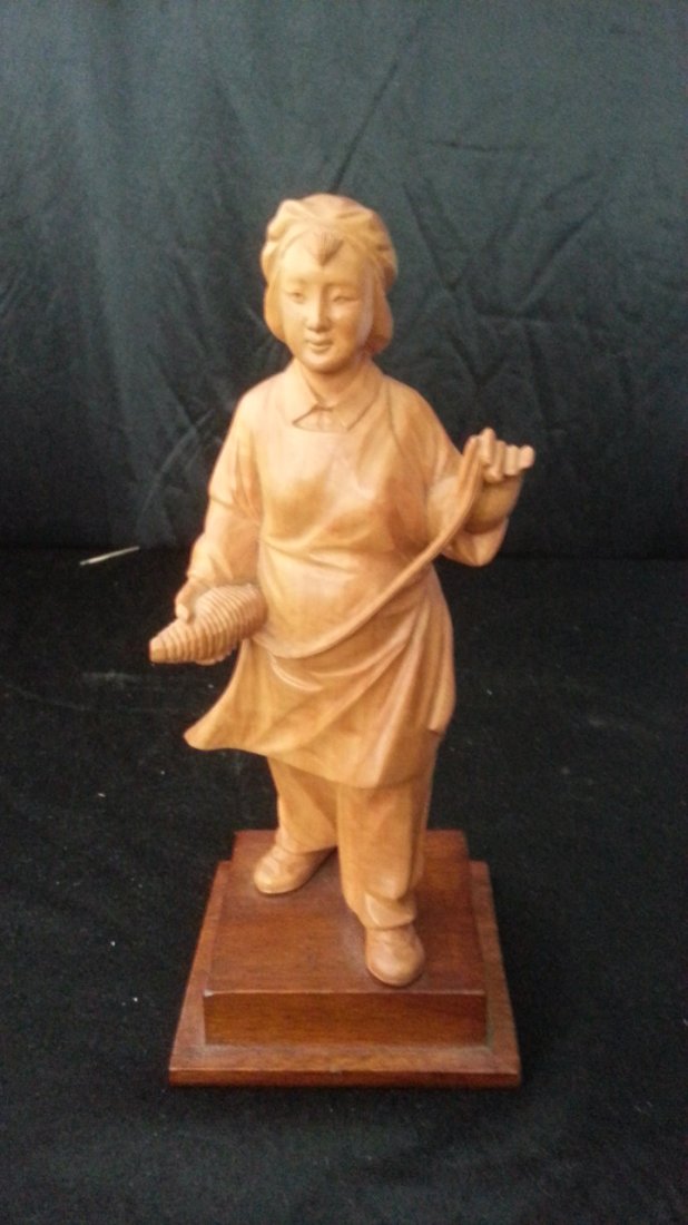 Antique Chinese carved wood statue (1 of 4)