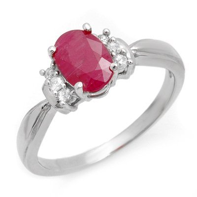 Genuine 1.26 ctw Ruby & Diamond Ring 10K White Gold (1 of 1)
