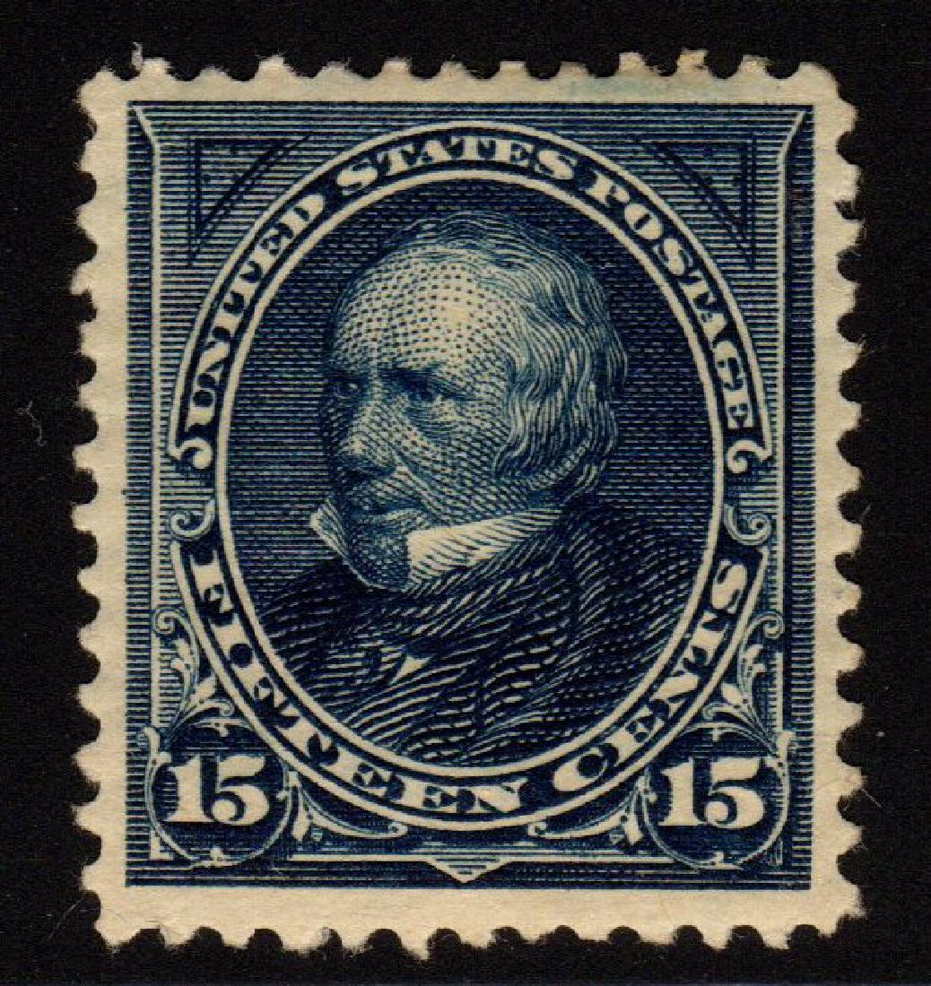 United States Scott 259 VF OG H 15¢ Clay SCV.$275: 15¢ dark blue 1894 Henry Clay bureau issue, Scott 259, Unused with VF centering, full previously hinged original gum. Old paper hinge remnant. Great color and appearance. 2017 SCV.$275