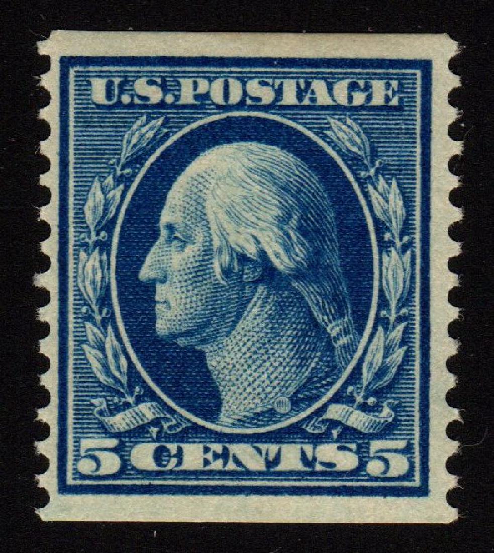 United States Scott 355 F-VF OG NH 2017 Crowe Cert: 5¢ blue 1909 perf. 12 vertically Washington issue, Scott 355, Unused with F-VF centering, full NH original gum. Comes with a 2017 W.T. Crowe certificate that states the same. 2017 SCV.$450