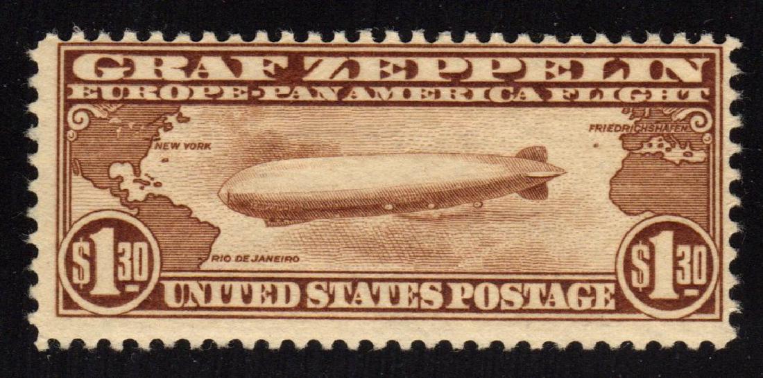 United States Scott C14 Fine OG LH Graf Zeppelin: $1.30 brown Graf Zeppelin, Scott C14, Unused with Fine centering, full lightly hinged original gum. 2017 SCV.%400