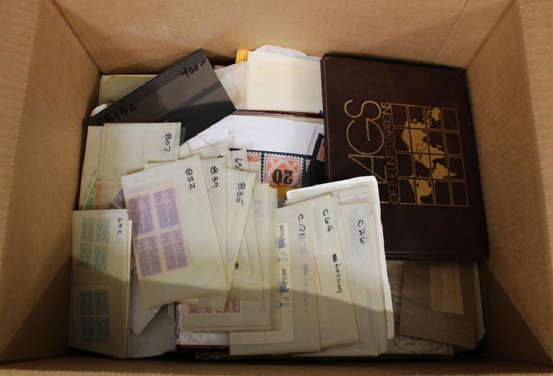 U.S. and Worldwide Stamp Collection: US & foreign odds and ends. Medium box with a beginner pre-1940 WW collection (approx 1,500 stamps), group of US revenues plus 1877 Registered Return Receipt label, binder of 60 Idaho Centennial celeb