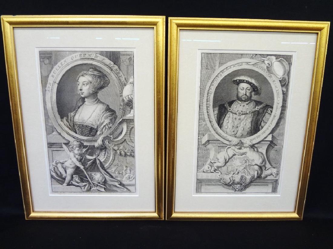 (2) Jacobus Houbraken Portrait Engraving "King Henry (1 of 6)