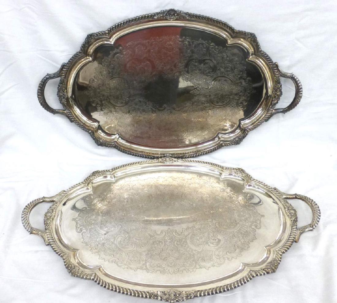 Pair of Gorham 24" Silverplate Handled Waiters Serving (1 of 2)