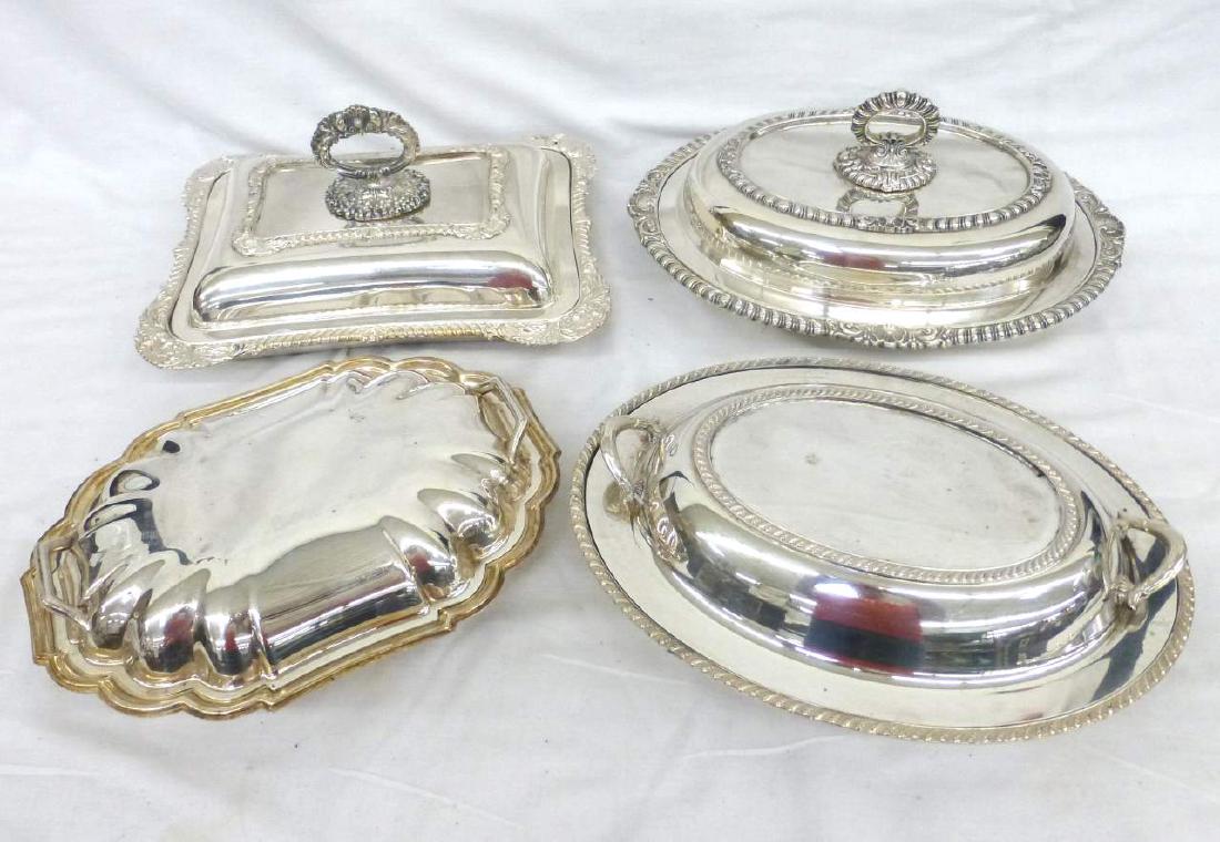 4 Covered Silverplate Casserole or Entree Servers (1 of 3)