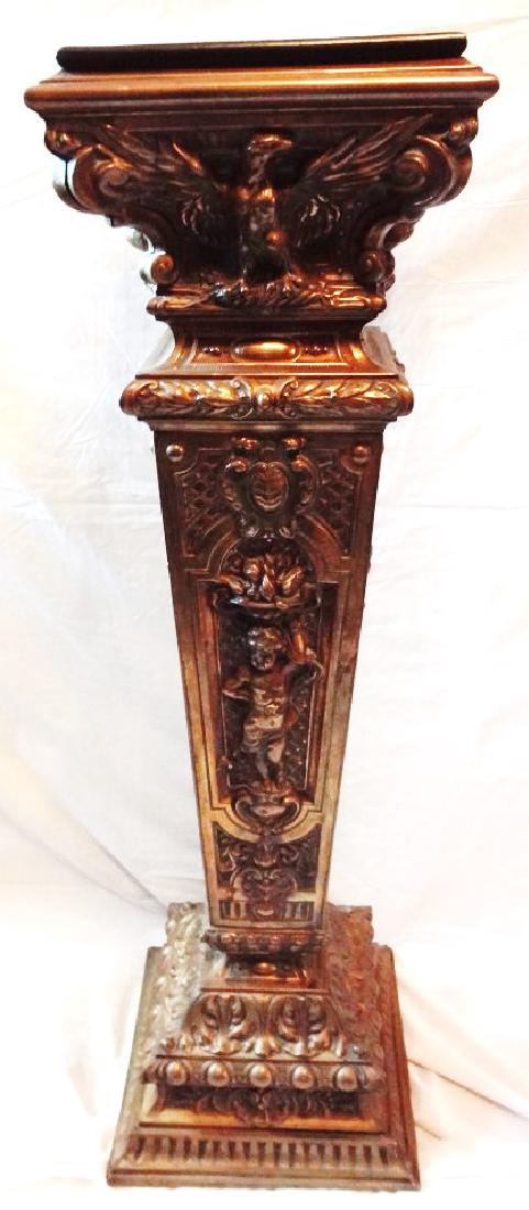 Baroque Carved Tin, Brass and Wood Pedestal (1 of 10)