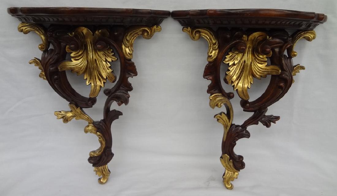 Pair of Gilt Walnut Scroll Wall Sconces (1 of 5)