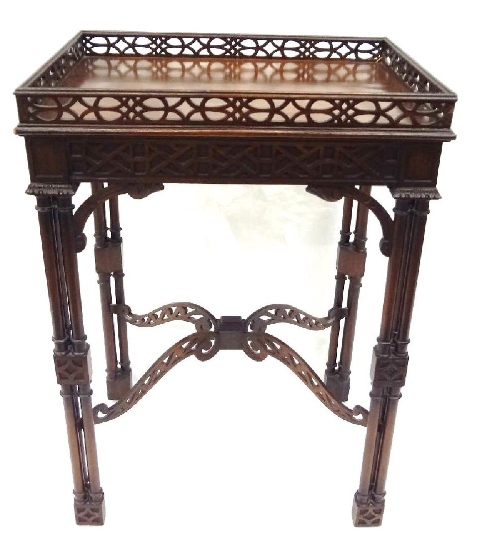 Chinese Chippendale Style Mahogany Pierced Ledge End (1 of 8)