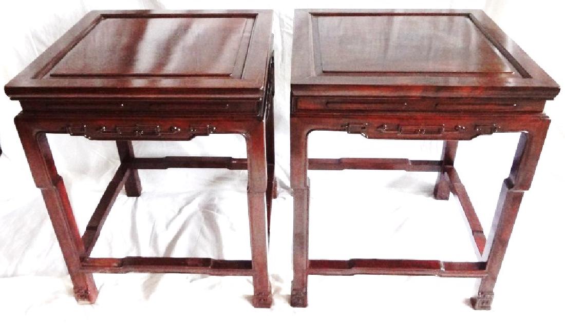 Chinese Chippendale Carved Mahogany Tea Tables (1 of 8)
