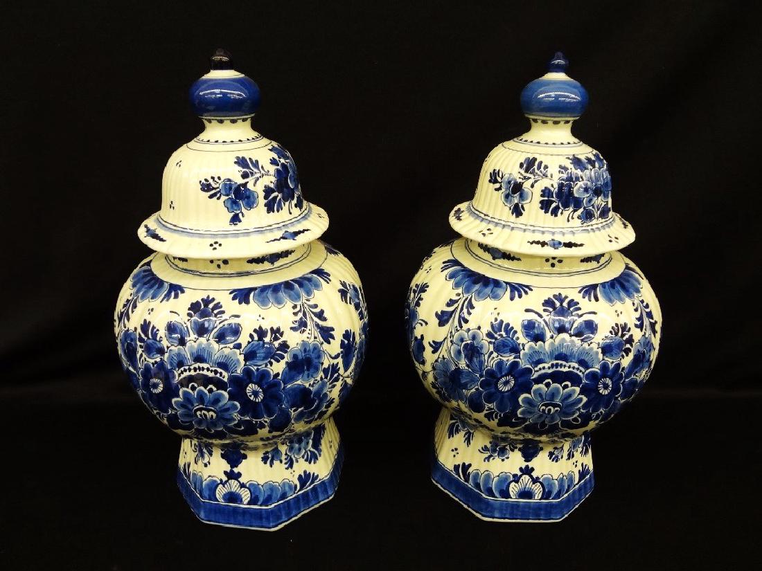 Pair of Hand Painted Delft Lidded Blue and White (1 of 9)