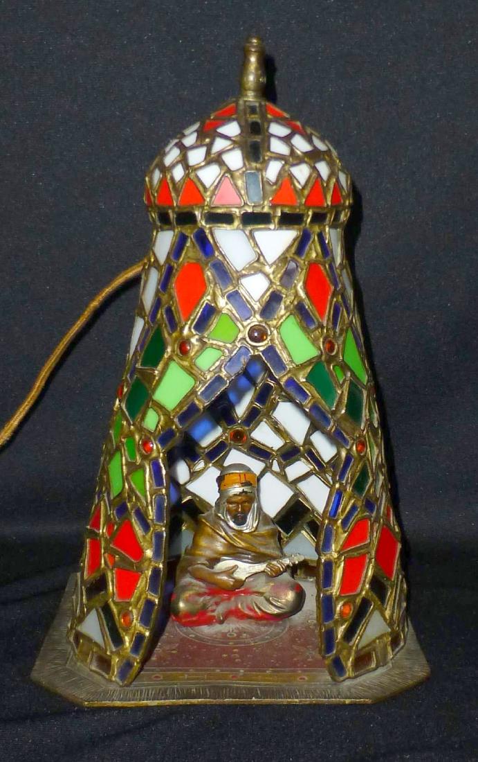 Franz Bergman Style Bedouin Tent Mosaic Lamp & Bronze (1 of 7)