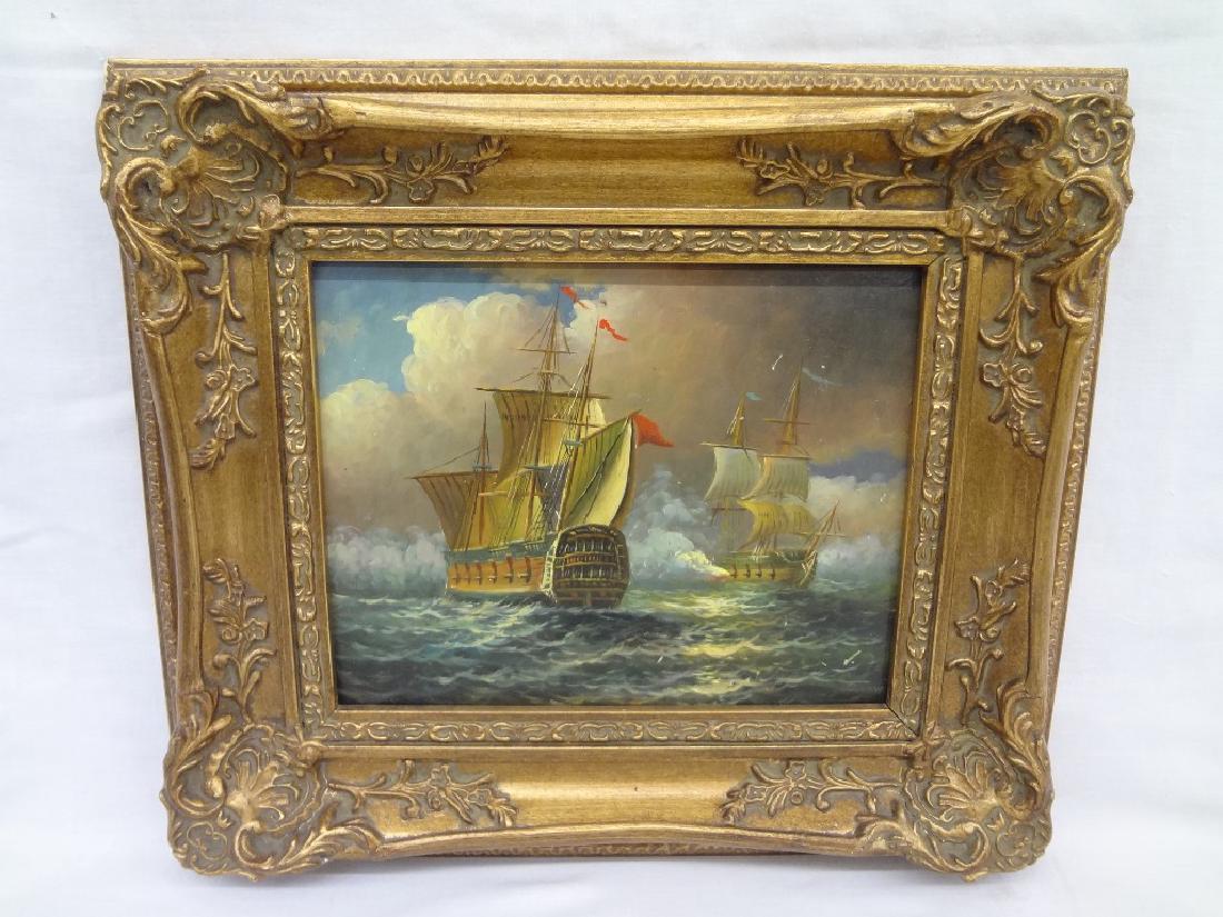 Original Oil Painting English Military Ships Signed (1 of 7)