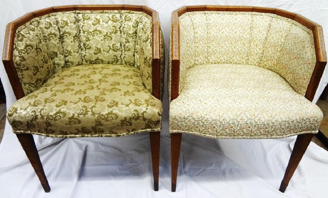 Pair of Round Back Regency Style Walnut Upholstered (1 of 8)