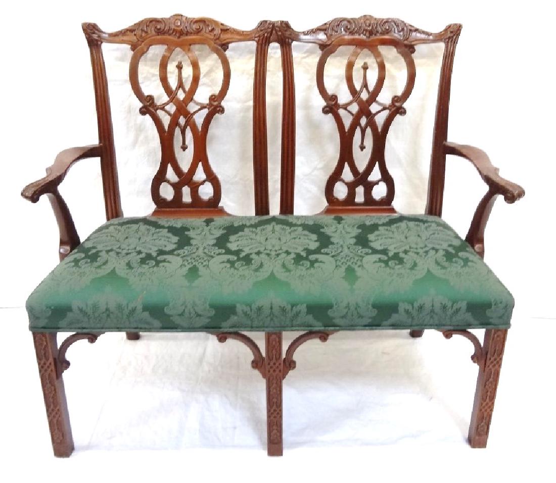 Chippendale Style Double Chair Back Setee Straight Legs (1 of 11)
