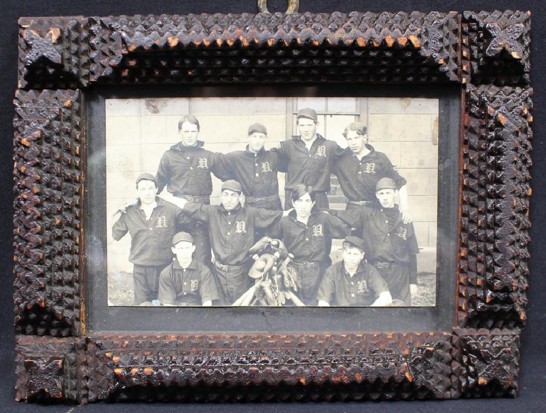 c. 1910 Baseball Team Real Photo Postcard Tramp Art (1 of 1)