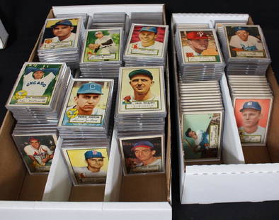 1952 Topps Baseball Near Low Number Set (1-310) Missing: Excellent opportunity to pick up a near complete, missing nine cards, low number 1952 Topps baseball set (1-310). All are in hard plastic cases. The set generally grades G/VG-EX with a few lesser grad