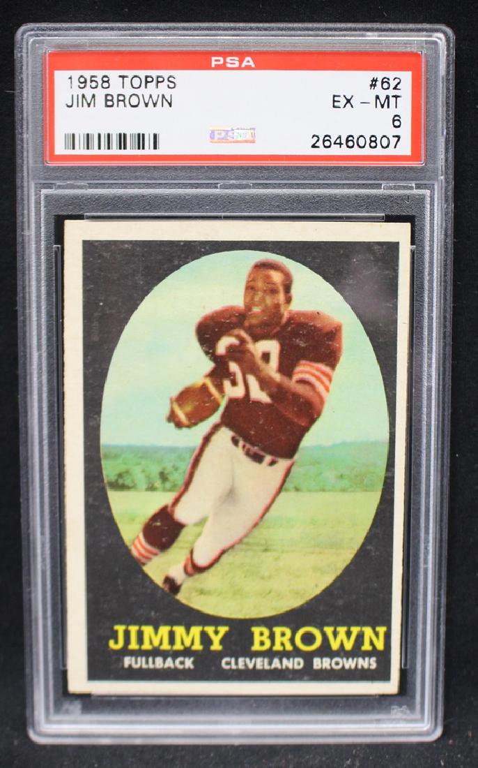 1958 Topps Football #62 Jim Brown Rookie PSA EX-MT 6 (1 of 2)