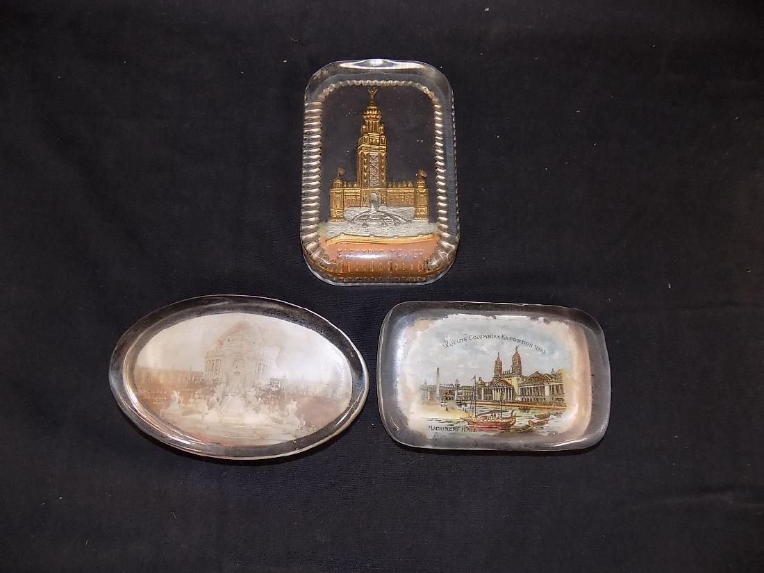 1893 Chicago World's Fair Lot of 3 Paperweights (1 of 2)