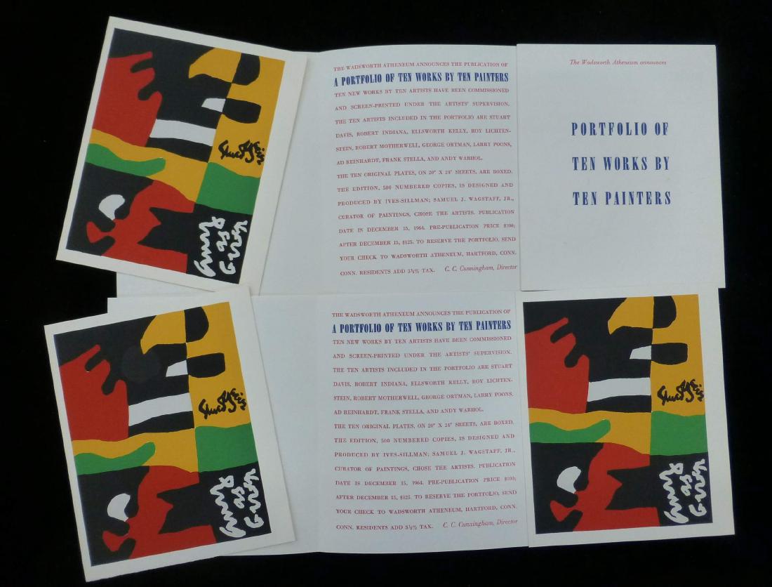 3 Portfolio Antheneum Stuart Davis Ten Works by Ten: 3 Portfolio Antheneum Stuart Davis Ten Works by Ten Painters Brochure. A Set of 3 Brochures for this Portfolio each with a sample of the piece by Stuart Davis. 4 3/4" x 5 3/4"