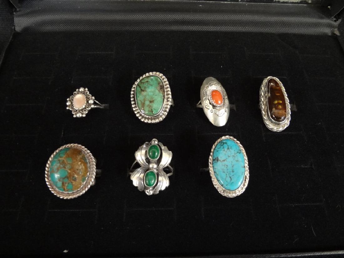 (7) Sterling Large Face Southwest Rings (1 of 3)