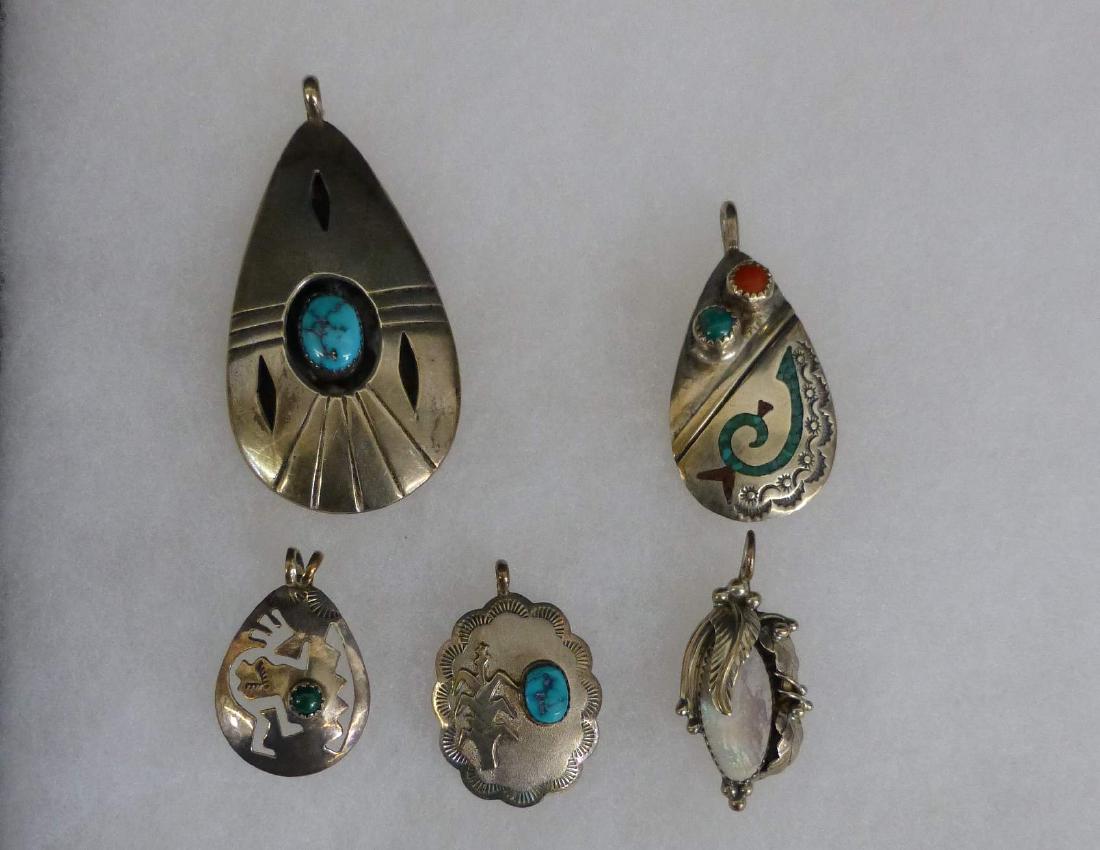 Sterling Signed Native Southwest American Pendants, (1 of 3)