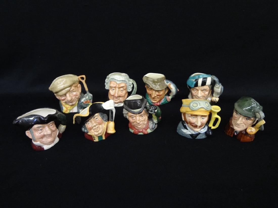 (9) Royal Doulton Character Mugs: Poacher, Mine Host,: (9) Royal Doulton Character Mugs: Poacher, Mine Host, Gardener Others: Including: The Poacher D6515 1954, The Falconeer D6547 1959, Mine Host D6513 1957, The Gardener D6638 1972, The Walrus and the Ca