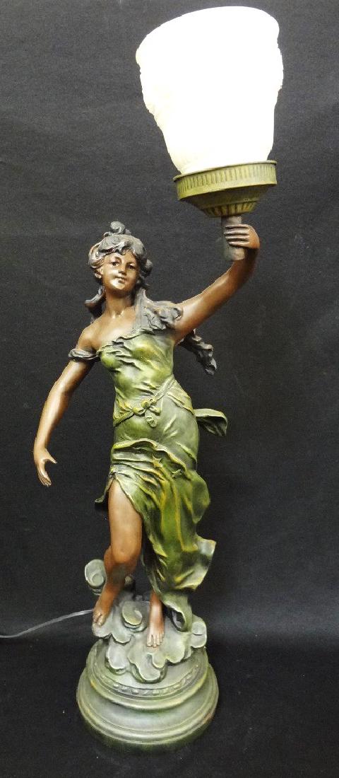 Composite Art Nouveau Style Torchiere Table Lamp After (1 of 7)