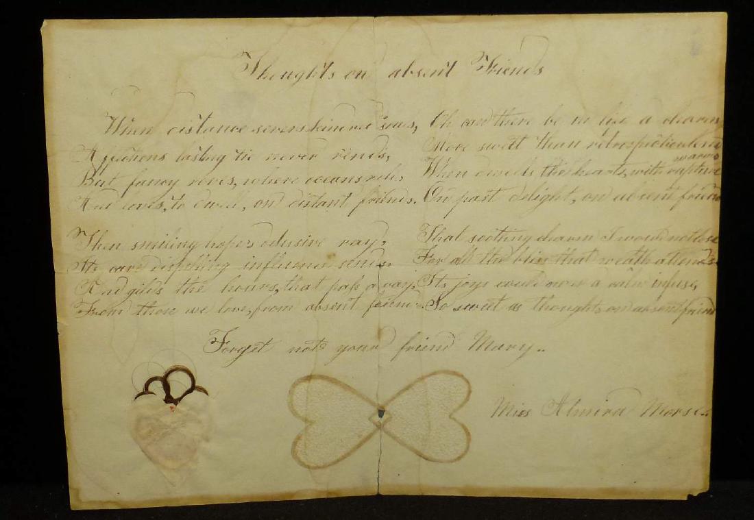 1820 Spencerian Folk Art Love Note w Endless Knot of (1 of 5)