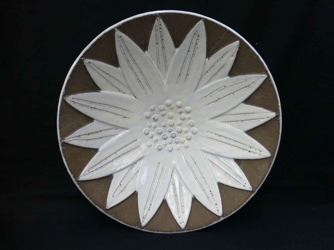 Upsala Ekeby Swedish Art Pottery Paprika by Thomson: 13" Diameter, approx 3 1/4" tall, I believe thsi is the Paprika pattern signed Ekeby 1015 A.L.T., Anna Lisa Thomson