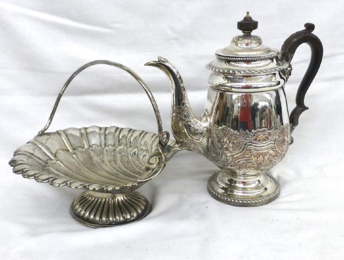 Pair of Late 19th c Silverplate Basket and Coffe Pot (1 of 8)