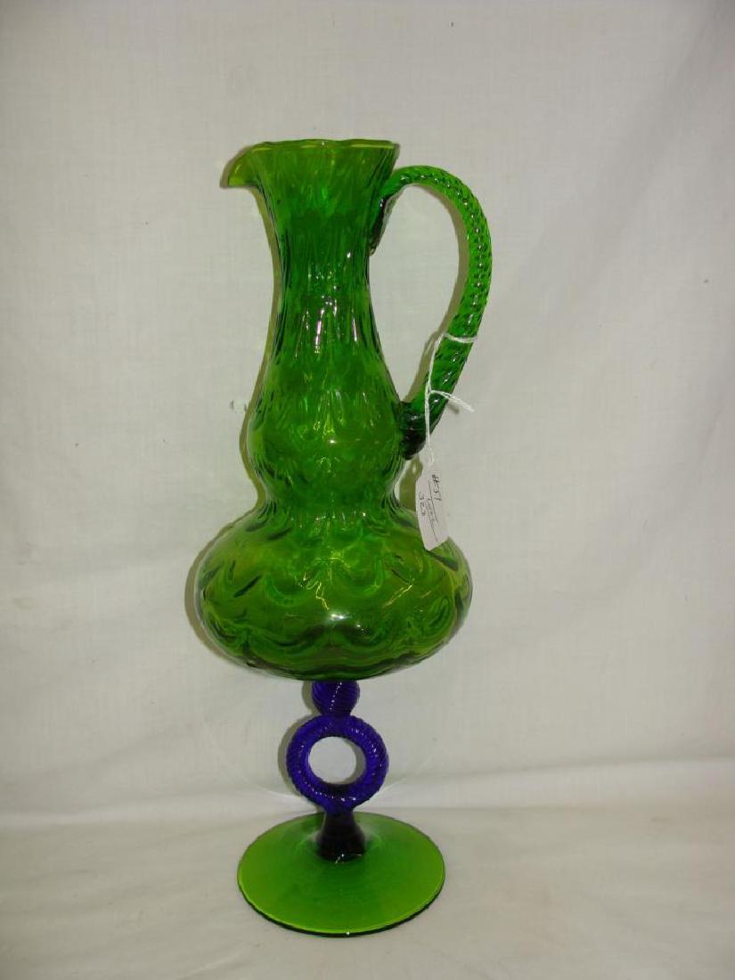 Large Loetz Green Blue Pitcher Ewer (1 of 5)