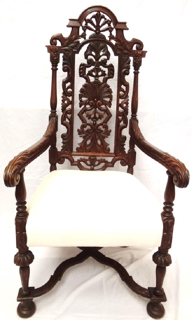 Baroque Style Upholstered Pair Armchair Cross Hatch (1 of 9)