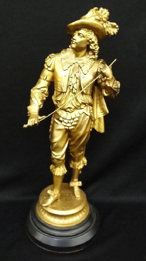 Don Juan The Cavalier Spelter Statue after Phillippe: Don Juan The Cavalier Spelter Statue after Phillippe Poitevin 18.5" tall: Great statue of the cavalier "Don Juan". Stands 18.5 inches tall and has been gold painted. Piece is after the original by Phi