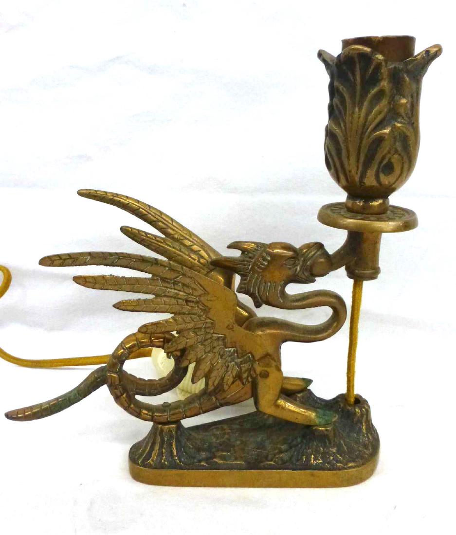 Johnson Art Bronze Griffon Figural Lamp (1 of 3)