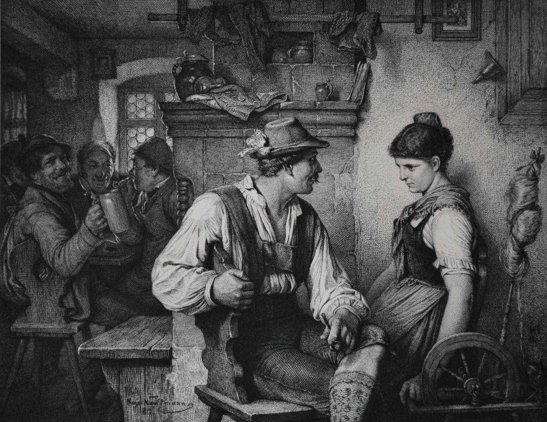 1883 Signed Karl Forberg Etching after Hugo Kauffmann (1 of 5)