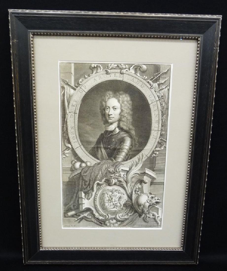 Jacobus Houbraken 1750's Engraving "John Duke of Argyle (1 of 4)