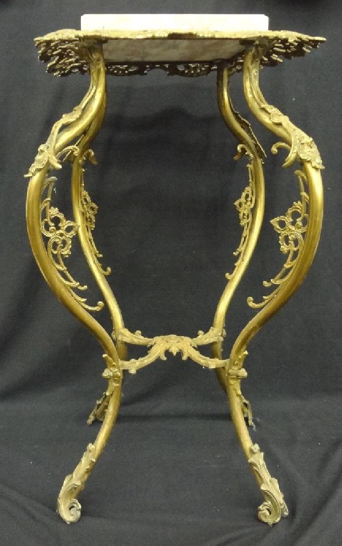Victorian Style Marble Top Brass Plant Stand Pink (1 of 6)