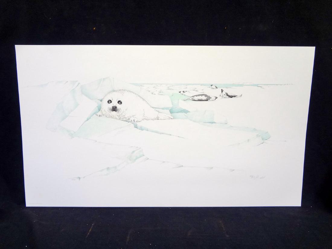 Peter Parnall "Harp Seal" Limited Edition Signed: Peter Parnall "Harp Seal" Limited Edition Signed Lithograph Greenwich Workshop: Numbered 1074/1500, signed by Parnall. Unframed and measures 30 x 17.