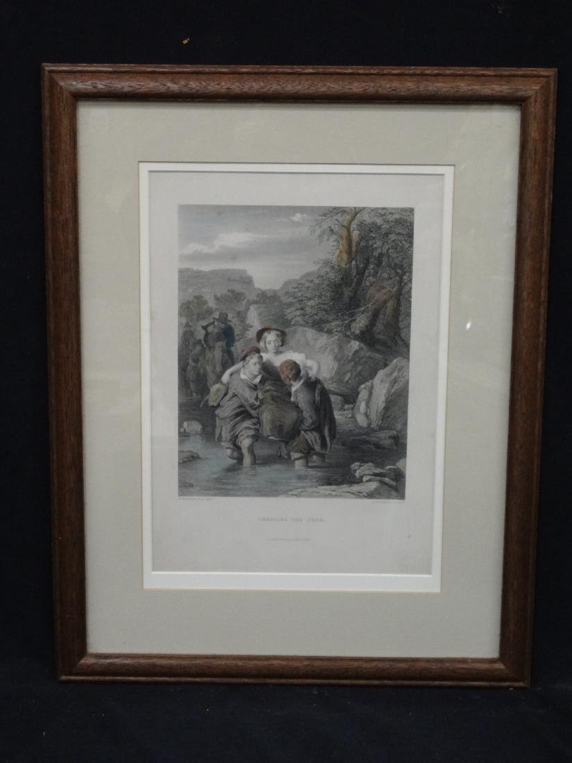 Crossing the Ford Handcolored Engraving by L. Stocks (1 of 5)