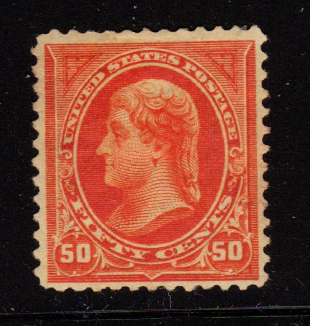 United States Scott 275 F-VF OG H 50¢ Jefferson: 50¢ orange 1895 bureau Jefferson issue, Scott 275, Unused with F-VF centering, previously hinged original gum. 2018 SCV.$260