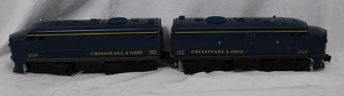 Lionel Postwar 2024 Chesapeake & Ohio C&O Diesel Alco: Pre-owned, Lionel Postwar 2024 Chesapeake & Ohio C&O Diesel Alco Locomotive O O27 Gauge Set. Untested by us as this was part of a large estate so sold as is. They appear to be in excellent condition. 