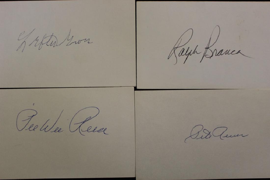 Group of 10 Signature Cuts Grove, Mize, Lemon, Boureau,: Group of 10 Signature Cuts Grove, Mize, Lemon, Boureau, Snider, Erskine, Reiser, Branca, Reese, Vandameer. Comes with an ALOA from James Spence. Suggested bid $200