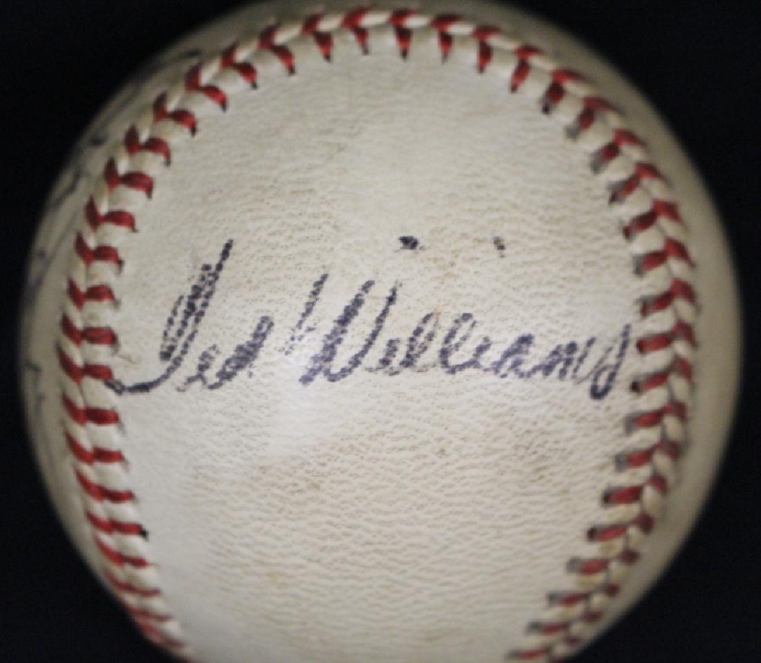 1946 Boston Red Sox Signed Baseball (6) w/Williams: Six signatures on an official period William Harridge American League baseball with Ted Williams (side), Dom DiMaggio (side) and four others on another side including Johnny Pesky, Bobby Doerr and two