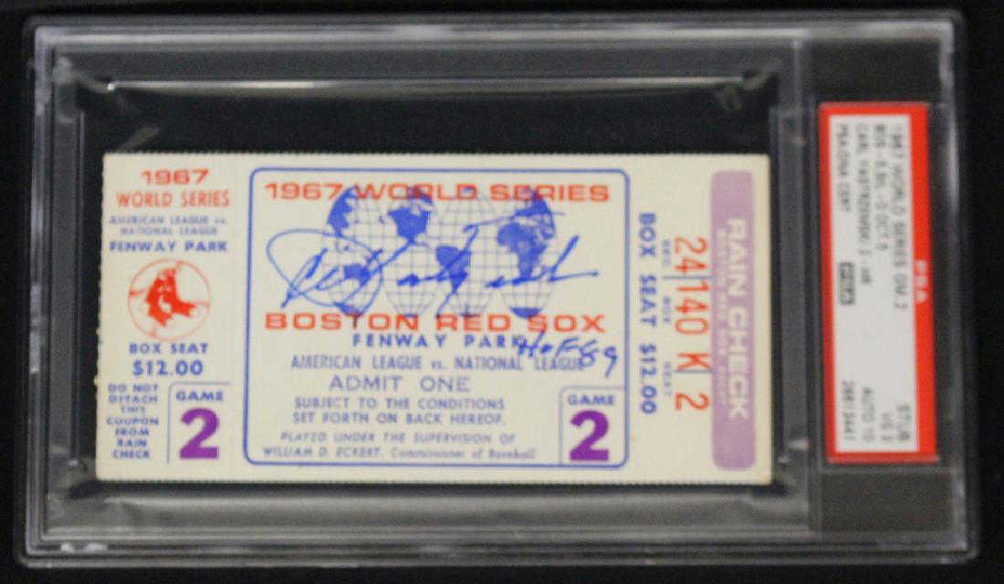 1967 World Series Game 2 Ticket Signed by Yaztremski