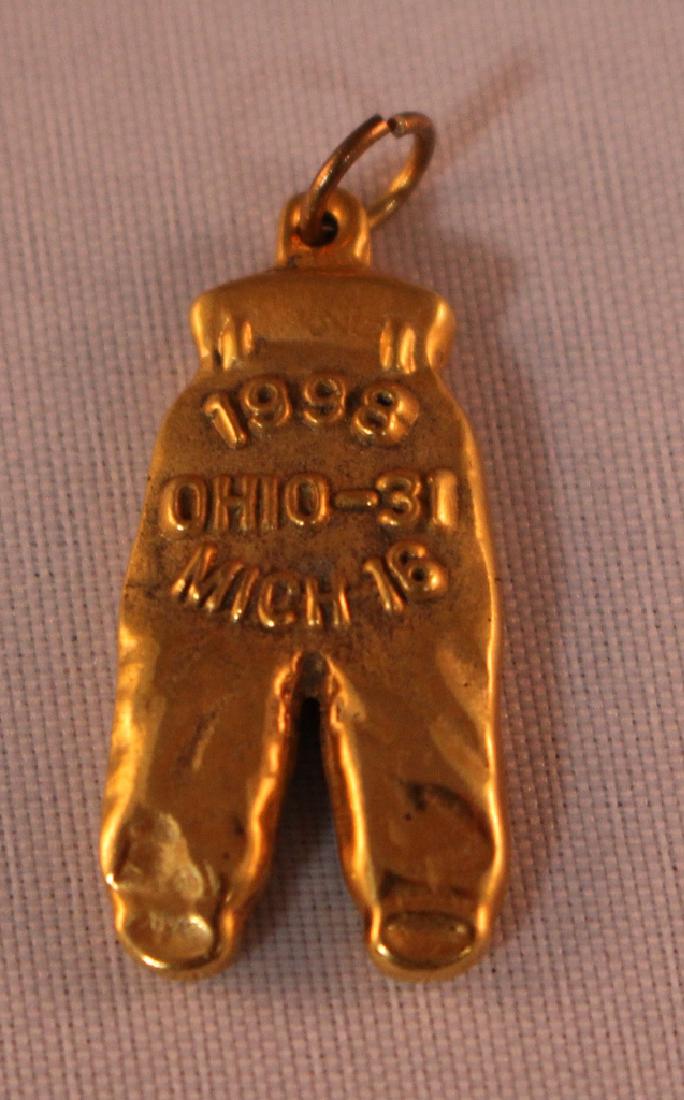 1998 Ohio State Buckeyes Gold Pants: 1998 Ohio State Buckeyes Gold Pants with the initials JC. This could have been three different people on that team. Ohio State beat Michigan 31-16. Big Ten co-champs, finishing second in the polls. Su